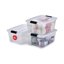 Lexroo 3'lü Set İstiflenebilir Saklama Kutusu, Klik Kilitli New Top Box Ntb-15 Çok Renkli