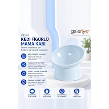 Galeriyo Kedi Figürlü Mama Kabı Mavi Mavı