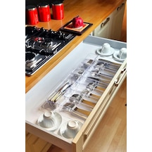 11'li Set Modüler Mutfaklarda Çekmece Içi Kaşıklık Organizer Düzenleyici Şeffaf Şeffaf 40 X 50