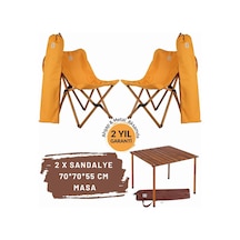 Bag The Joy Ahşap Masa Sandalye Seti Kahve-hardal- 70 70 55cm Kahverengi - Hardal