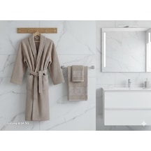Belinis %100 Pamuk Otel & Spa Kalitesinde Yumuşak Yüksek Su Emici 1 Adet Bornoz 1 Adet 50 X90 Cm Havlu Açık Kahverengi