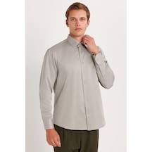 Tudors Erkek Regular Fit Klasik Kesim Pamuklu Düz Gri Gömlek-35817 Gri