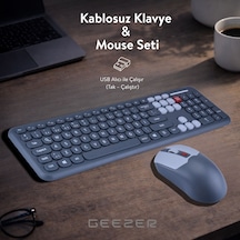 Soft Touch Kablosuz Klavye Mouse Set Gri + Beyaz Renk Smk-687 Diğer