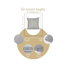 43x43 Cm Açık Gri Kırlent Kılıfı Dekoratif Kadifemsi Etnik Inta-701 50 x 22
