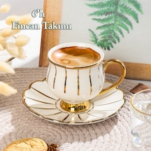 Porsima Zambak Altın Yaldızlı 6 Kişilik 12 Parça Fincan Seti