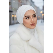 Aişe Tesettür Beyaz Hazır Atkılı Tesettür Bone