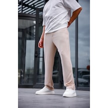 Erkek Bej Renk Burgu Desen Örme Kumaş Baggy Pantolon-1753 Bej Erkek Bej Renk Burgu Desen Örme Kumaş Baggy Pantolon-1753 Bej