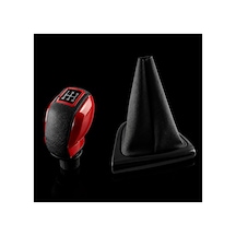 Renault Clio 4 Siyah Çerçeveli Vites Körüğü Ve Red Model Spor Vites Topuzu 2012-2020 969350337r / 969357916r
