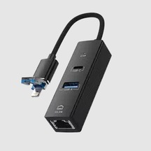 Lightning & Usb-c Uyumlu Rj45 Ethernet Adaptörü Telefon Ve Tablet İçin Kablolu İnternet Bağlantısı, Usb-a Portlu Çoklu Dönüştürücü, Düşük Gecikmeli Oyun Ve Hızlı Veri İletimi Ul-31l
