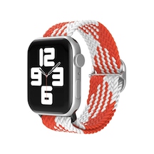 İos Watch Uyumlu 42mm Kordon - Beyaz-kırmızı