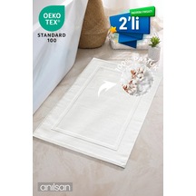 2'li Beyaz Ayak Havlusu - 50x70 Cm, 245 Gr, %100 Pamuk, Spa Ve Otel Banyo Paspası, Günlük Kullanıma Uygun Beyaz