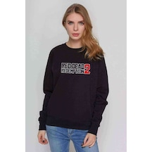 Red Dead Siyah Logo Baskılı Siyah Kadın Sweatshirt
