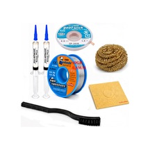 Lehim Seti 0,8 Mm 40 Gr Lehim Teli 2 Li Flux Cp-2515 Lehim Emme Teli Fırça Ve Havya Ucu Temizleme Set St320
