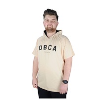 Mode Xl Büyük Beden Tshirt Kapşonlu Dbca 22119 Bej 001