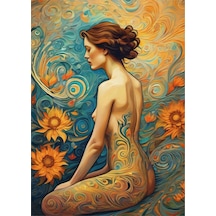 Çiçekli Nü Kadın Modern Mdf Tablo 35cm X50cm