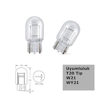 T20 W21 Tip 5w Tek Duylu Halojen Ampul 12v 2 Adet