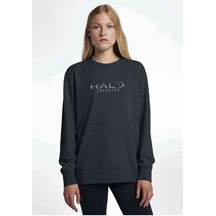 Halo Infinite Logo Baskılı Füme Antrasit Kadın Sweatshirt