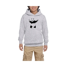 Zepplin Giyim Panda Guns Siyah Çocuk Kapşonlu Sweatshirt