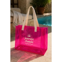 Hig Home Su Geçirmez Şeffaf Plaj Çantası Büyük Boy Kadın Deniz Havuz Omuz Çantası Pvc Şeffaf Çanta Beach Bag Pembe