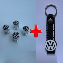 Volkswagen Bora İle Uyumlu Logolu Alüminyum Sibop Kapağı Ve Silikon Anahtarlık