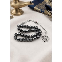 Doğal Hematit Taşlı 33'lük Tesbih Metal Püsküllü 8mm Küre Kesim 902833