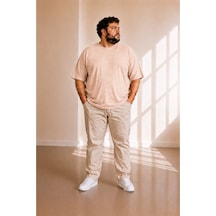 Sngl Tekstil Erkek Büyük Beden Oversize Kısa Kollu T-shirt 3xl 4xl 5xl 6xl 7xl 8xl Şampanya
