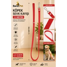 Köpek Sevk Kayışı 1,1 Metre Kırmızı Düz Dokuma Metal Klipsli Tüm Irklar İçin Gezdirme Kayışı