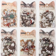 Sevimli Kedi Temalı Dekoratif Sticker Seti - Ajanda, Planner Ve Defter Çıkartması 20 Parça Çok Renkli