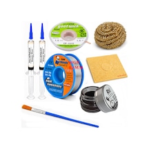 Lehimleme Seti 0,8 Mm 40 Gr Lehim Teli 2 Li Flux Cp-1515 Lehim Fitili 1fırça Ve Havya Ucu Temizleme Seti St63