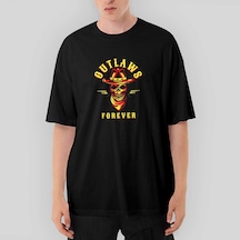Red Dead Redemption 2 Outlaws Forever Skull Oversize Siyah Tişört Siyah