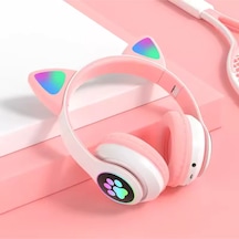 Kedi Kulağı Detaylı Kablosuz Rengarenk Işıklı Bluetooth Rgb Çocuk Oyuncu Kulaklık Üstün Performans