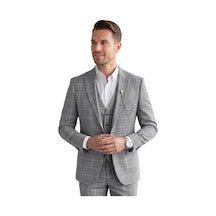 Deepsea Erkek Gri Slim Fit 3 Lü Takım Elbise Yelekli Ekose Desenli Çift Düğme Takım Elbise 2600501 Deepsea Erkek Gri Slim Fit 3 Lü Takım Elbise Yelekli Ekose Desenli Çift Düğme Takım Elbise 2600501