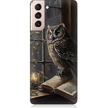 Samsung Galaxy S21 Plus Uyumlu Baykuş Ve Kitap Desenli Silikon Kılıf
