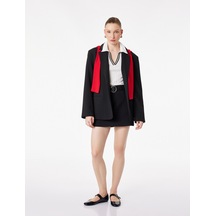 Koton Slim Fit A Kesim Kemerli Şortlu Mini Etek Siyah 6sak70134pw