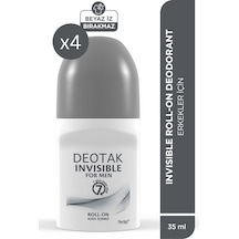 Deotak Invisible Erkek 7 Güne Kadar Etkili Roll-on Deodorant 35 ML x 4 adet