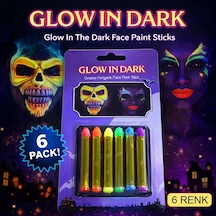 Fosforlu Glow Parti Boyası 6 Lı - Karanlıkta Parlayan Yüz Boyası +3