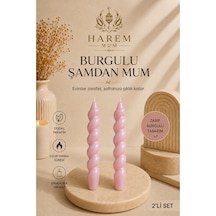 Gül Kurusu Burgulu Şamdan Mum 2'li Set Pembe