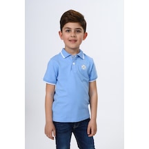 Toontoy Kids Toontoy Erkek Çocuk Polo Yaka Çıtçıtlı Kısa Kollu Baskılı Tişört 23363 Mavi