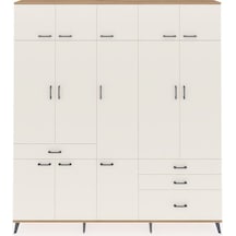 Arges Dolap 8 Raflı 4 Çekmeceli 3 Askılı 220x30x243 Çam-aytaşı/aytaşı Aytası/aytası