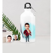 Kişiye Özel Baba Oğul Karikatürlü Metal Suluk (500 Ml.) 3