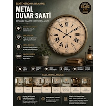 52 Cm Eskitme Metal Roma Rakamlı Duvar Saati