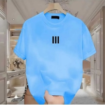 Kozia Outdoors Maloçbey 3 Çizgi Baskılı Oversize Unisex Basic O Yaka T-shirt Bebe Mavi