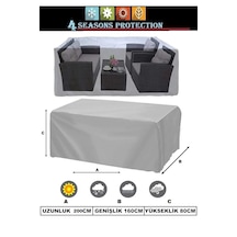 Premium Kalın Bahçe Mobilya Brandası 200x160x80 Cm Masa Sandalye Gri