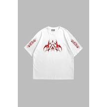 Tarzsokak Holographic Red Baskılı Oversize Unisex Beyaz
