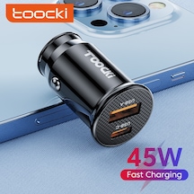 Toocki 45w 5a Araç Şarj Cihazı Tip C Çift Usb Hızlı Araç Şarjı Telefon Adaptörü İphone Uyumlu 13 12 Xiaomi Samsung Arabada Hızlı Şarj