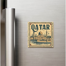 Katar Qatar - Posta Pulu Temalı Ülke - Baskılı Buzdolap Magneti Kare - 9x9 Cm