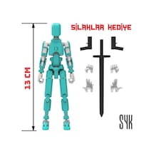 Robot 13 Dummy Turkuaz Beyaz Tüm Eklemleri Hareketli Aksiyon Figürü Oyuncak