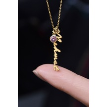 925 Ayar Gümüş Gold Kaplama Doğum Taşlı isimli Kadın Kolye UVPS102398
