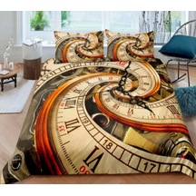 Clock Tek Kişilik 3 Parça Saten & Pamuk Nevresim Takımı