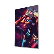 Miyrem Glasses Collection -a1^ Rengarenk Parıltılı Kadın Cam Tablo